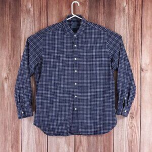 Barba Napoli Dandy Life Mens XL Navy Blue Botton Up Cotton Flannel Shirt Italy